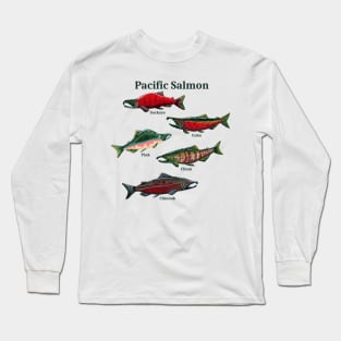 Pacific Salmon with Labels Long Sleeve T-Shirt